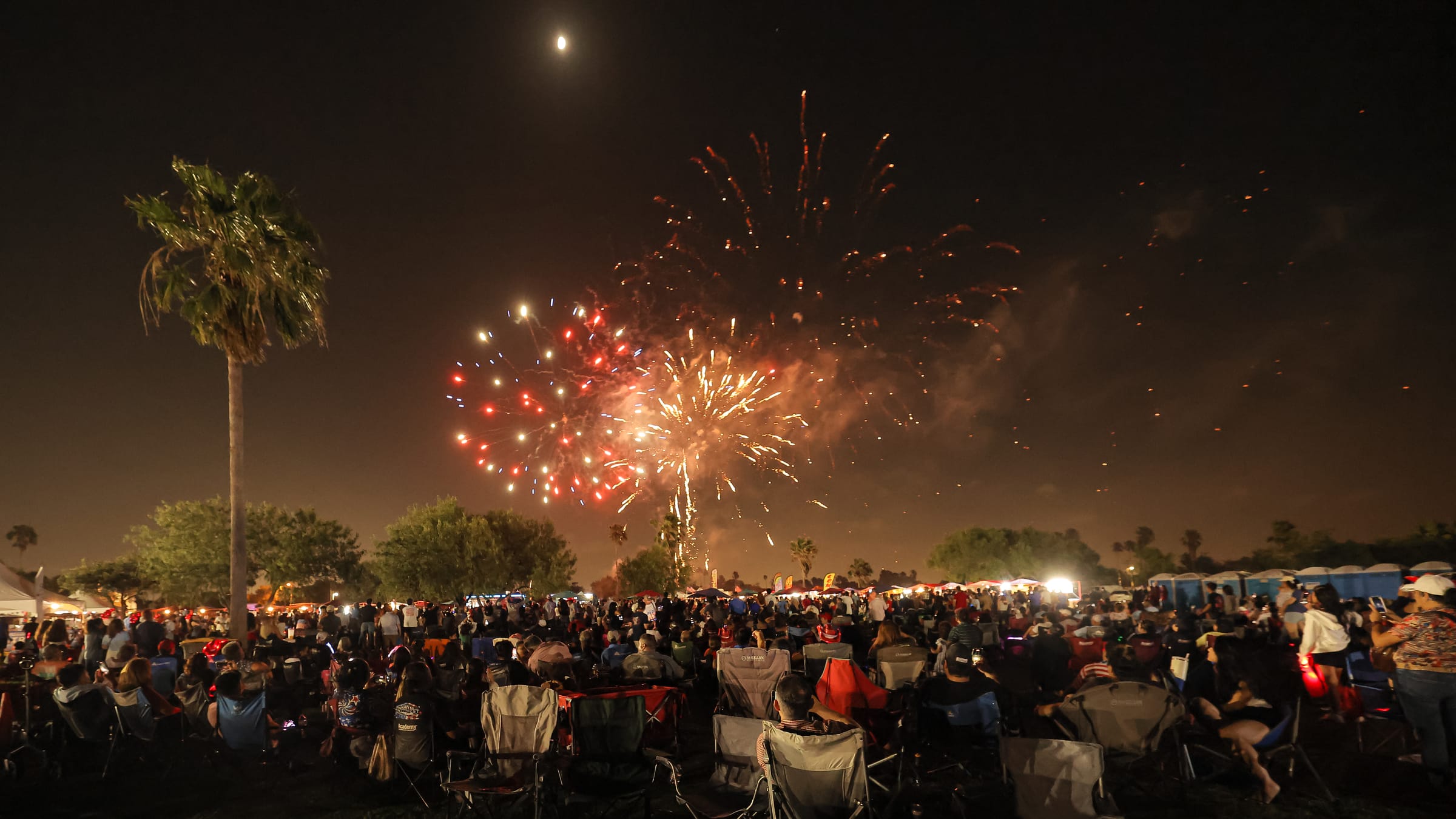 Fireworks lighting the sky over an Edinburg celebration